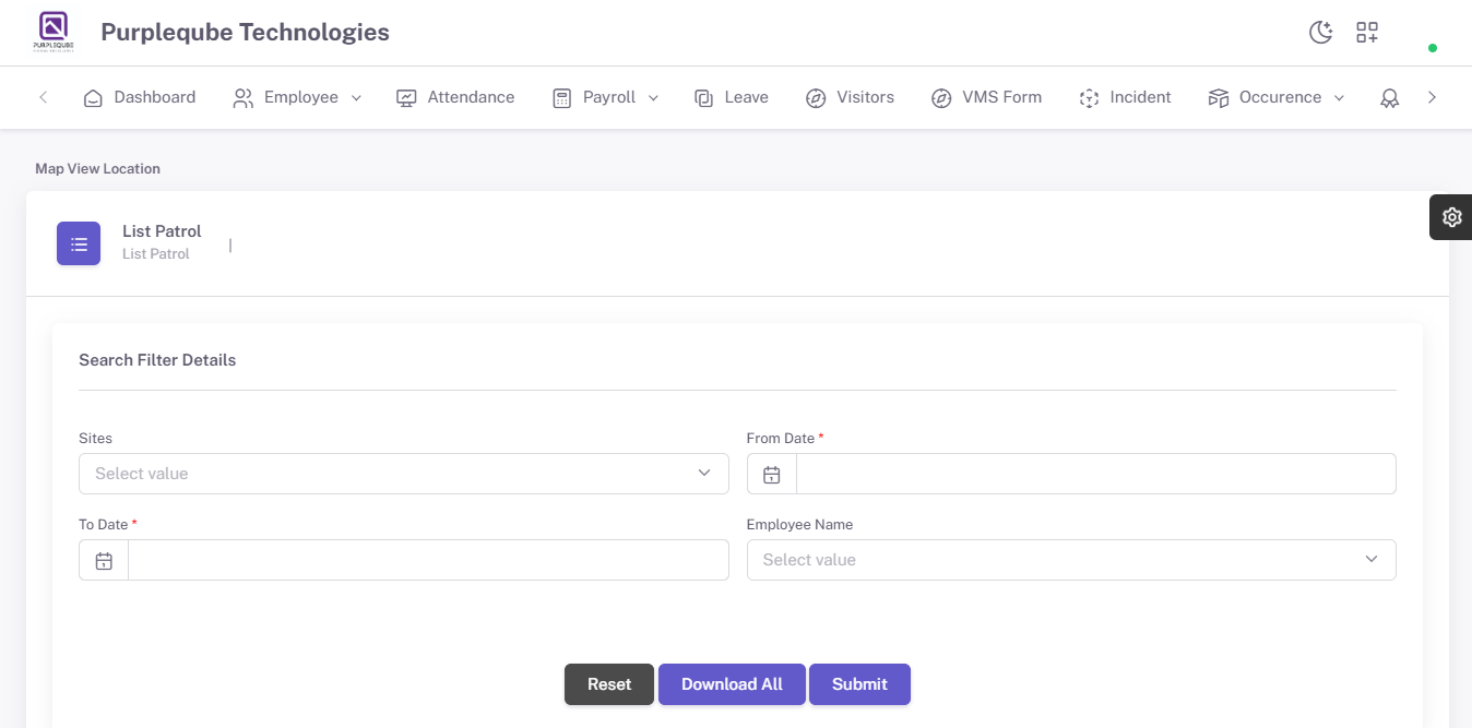 Patrol Search Interface